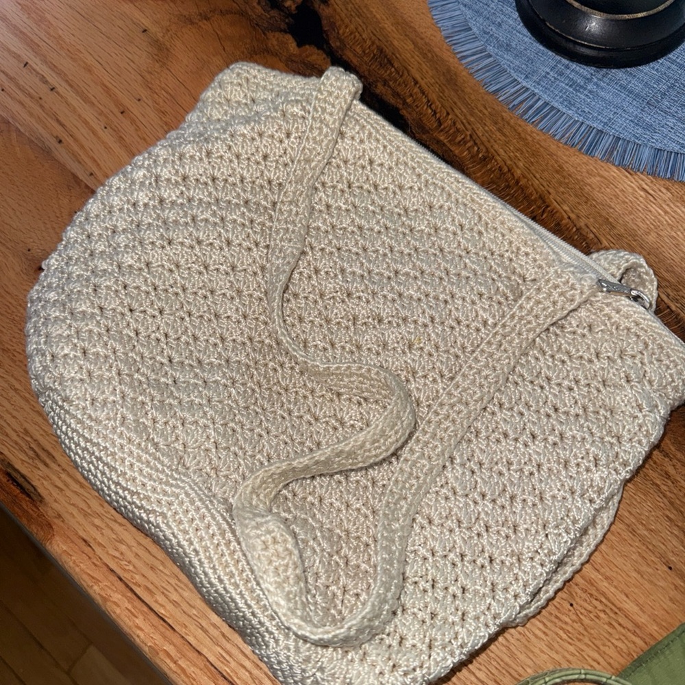 Chic Cream Crochet Shoulder Bag - thesak.com